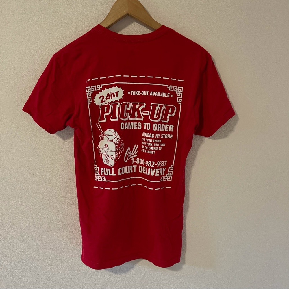 adidas NYC Pick-Up Chinese Take-Out Red Graphic Tee-Small